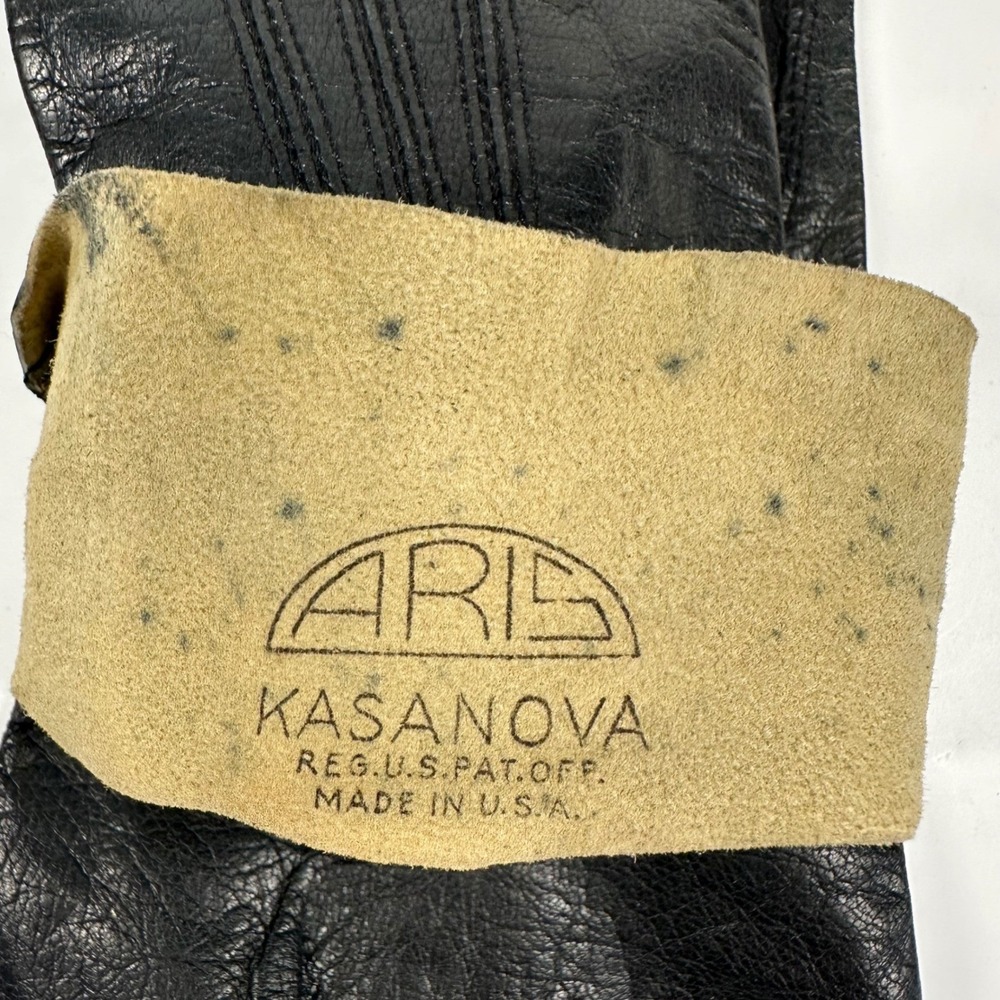 Vintage Black Leather Gloves Aris Kasanova Elegant‎ Formal Party USA Size 6 1/2 - Picture 5 of 7